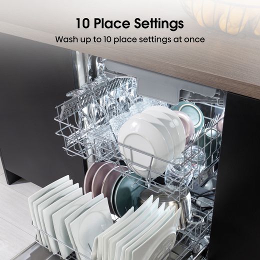 Hisense Fully Integrated Slimline Dishwasher - Silver Control Panel - Annotation - 10 place settings
