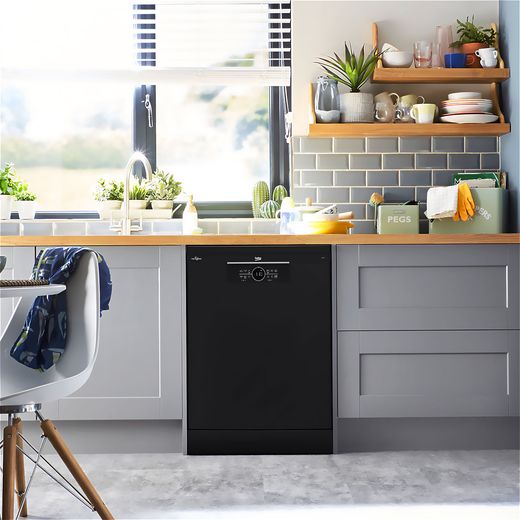 Beko HygieneIntense™ Standard Dishwasher - Black - Dishwasher in kitchen shot