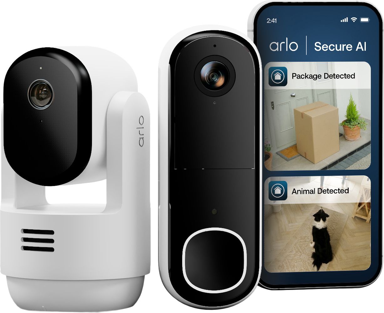Arlo Essential E3 PTZ INDOOR 2K & DOORBELL HD Bulb IP Smart Home Security Camera White White