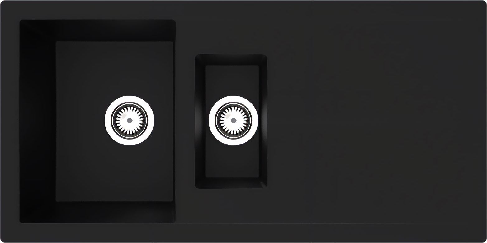 Rocklite - Milton Inset Kitchen Sink - 1.5-Bowl - Black