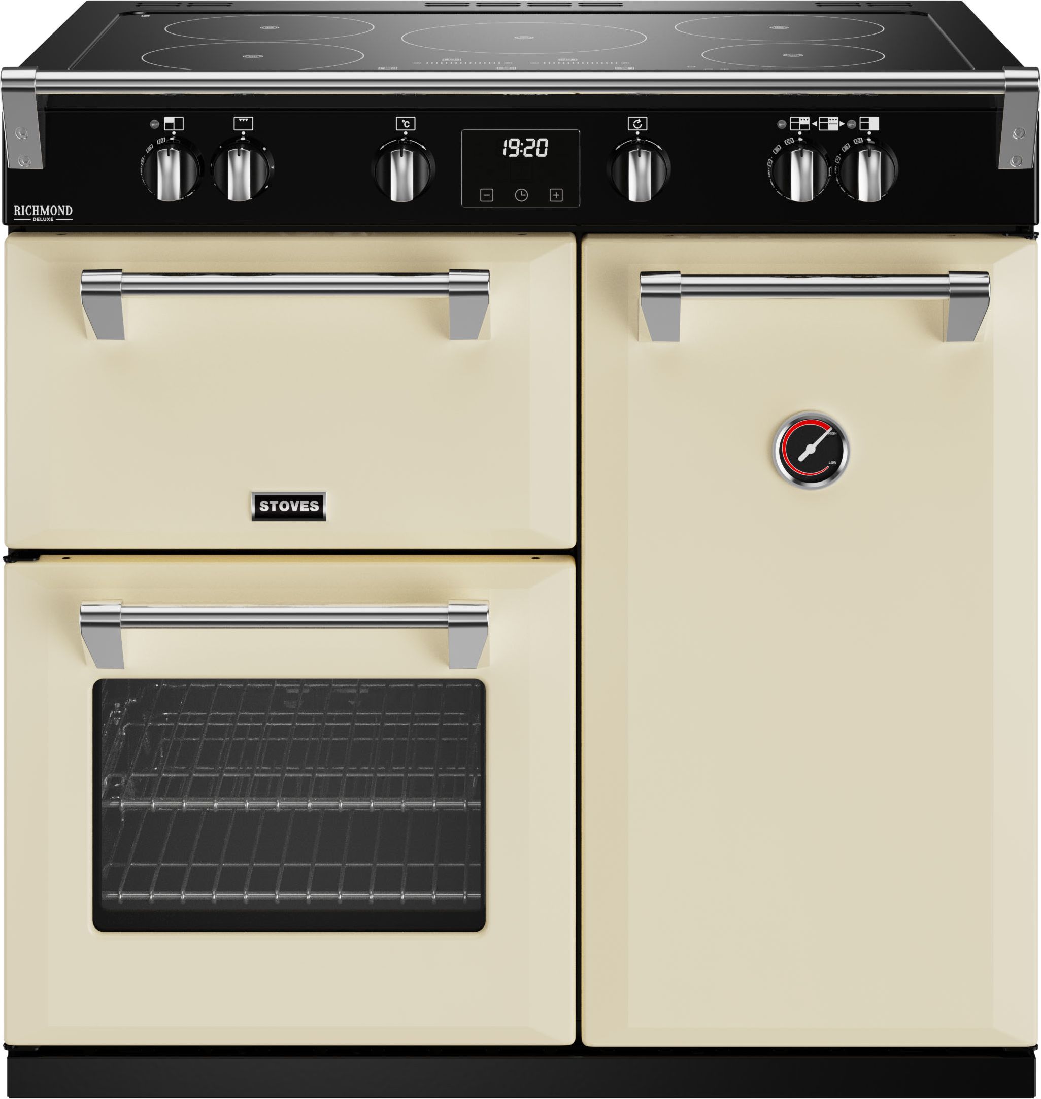 Stoves Richmond Deluxe ST DX RICH D900Ei TCH CC 90cm Electric Range Cooker with Induction Hob - Cream - A Rated, Cream