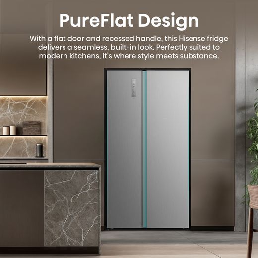 Hisense American Fridge Freezer - Stainless Steel - Annotation - PureFlat design