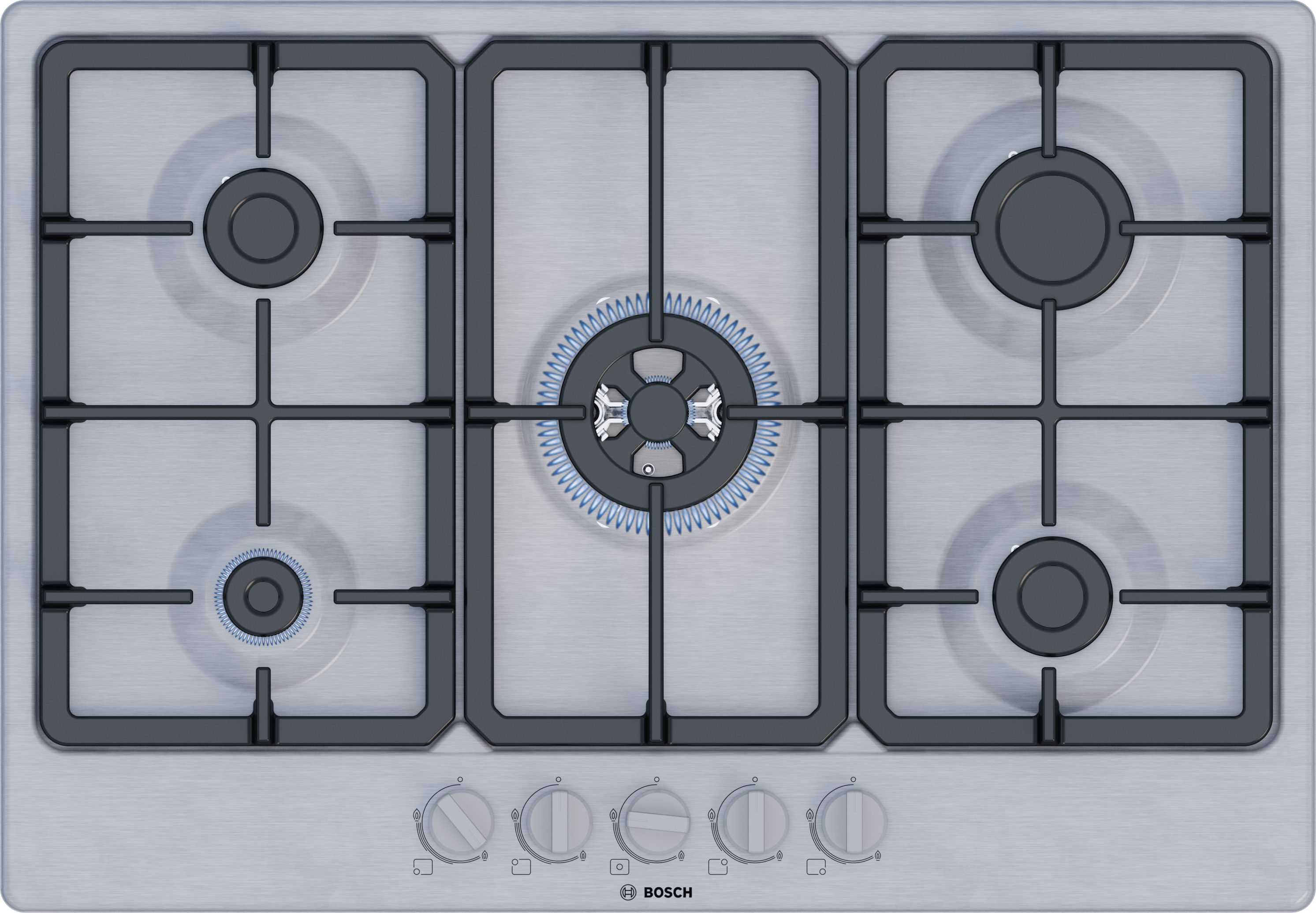 Bosch 75cm 5-Burner Gas Hob - Stainless Steel