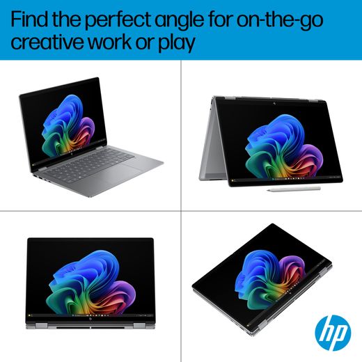 HP 14" Laptop - Intel® Core™ Ultra 7, 1TB SSD, 16 GB RAM - Silver - Perfect angle