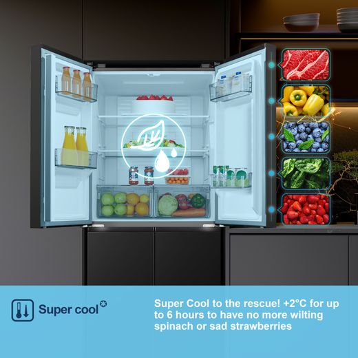 Fridgemaster American Cross Door American Fridge Freezer - Black - Annotation - Super cool
