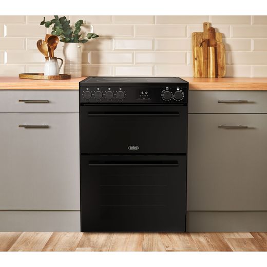 Belling BEL FSA VISION 60E 60cm Double Oven Electric Cooker with Ceramic Hob - Black - Cooker in kitchen