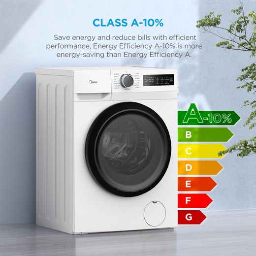 Midea MF110W80BA10/T-UK 8kg Washing Machine with 1400 rpm - Graphite - Annotation - Energy rating shot