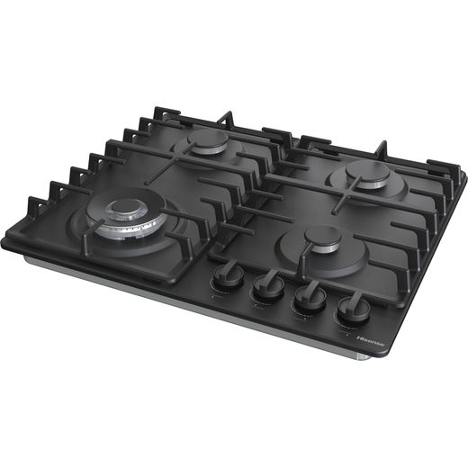 Hisense GM663BHF 60cm Gas Hob - Black - Left perspective shot