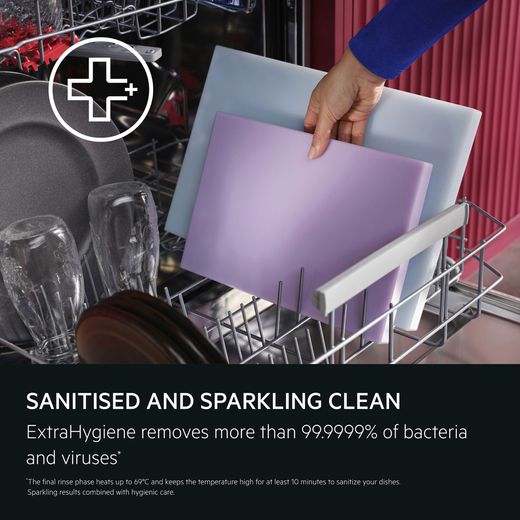 AEG 6000 Series Standard Dishwasher - Stainless Steel - annotation - sanitised shot