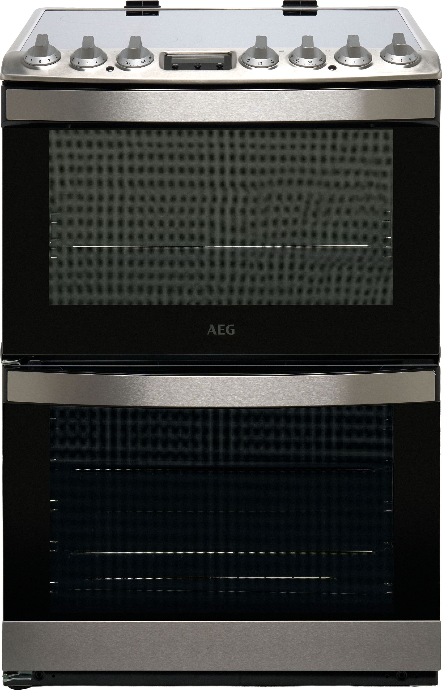 Image of AEG 6000 SteamBake CCB6741ACM 60cm Wide Double Oven Electric Cooker with Ceramic Hob - Stainless Steel - A Rated, Stainless Steel