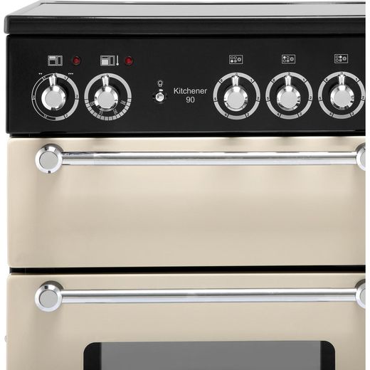 Rangemaster Kitchener 90cm Electric Range Cooker with Ceramic Hob - Cream / Chrome