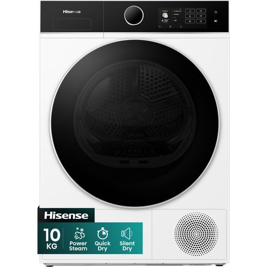 Hisense 5i Series DH5I104BWAB Wifi Connected 10Kg Heat Pump Tumble Dryer - White - Front shot
