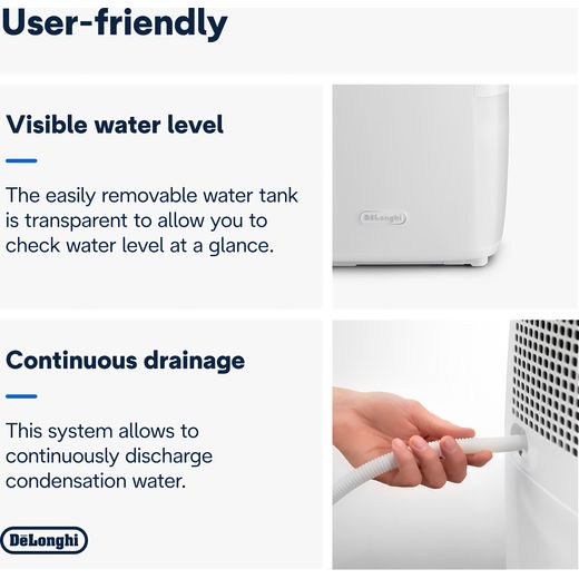 De'Longhi Dehumidifier - White - Annotation - User friendly shot