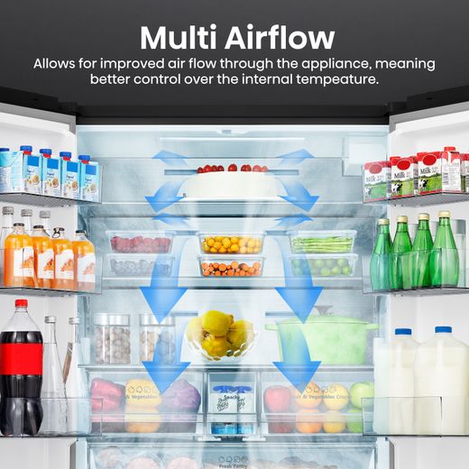 Hisense American Fridge Freezer - Stainless Steel - Annotation - Multi Airflow