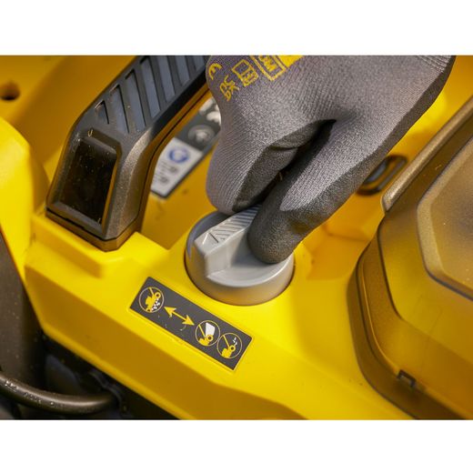 Stanley Fatmax V20 Cordless Lawn Mower - lifestyle - hand changing settings