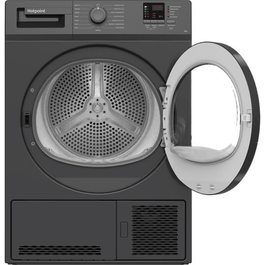Hotpoint 9Kg Condenser Tumble Dryer - Graphite - Front with door open shot