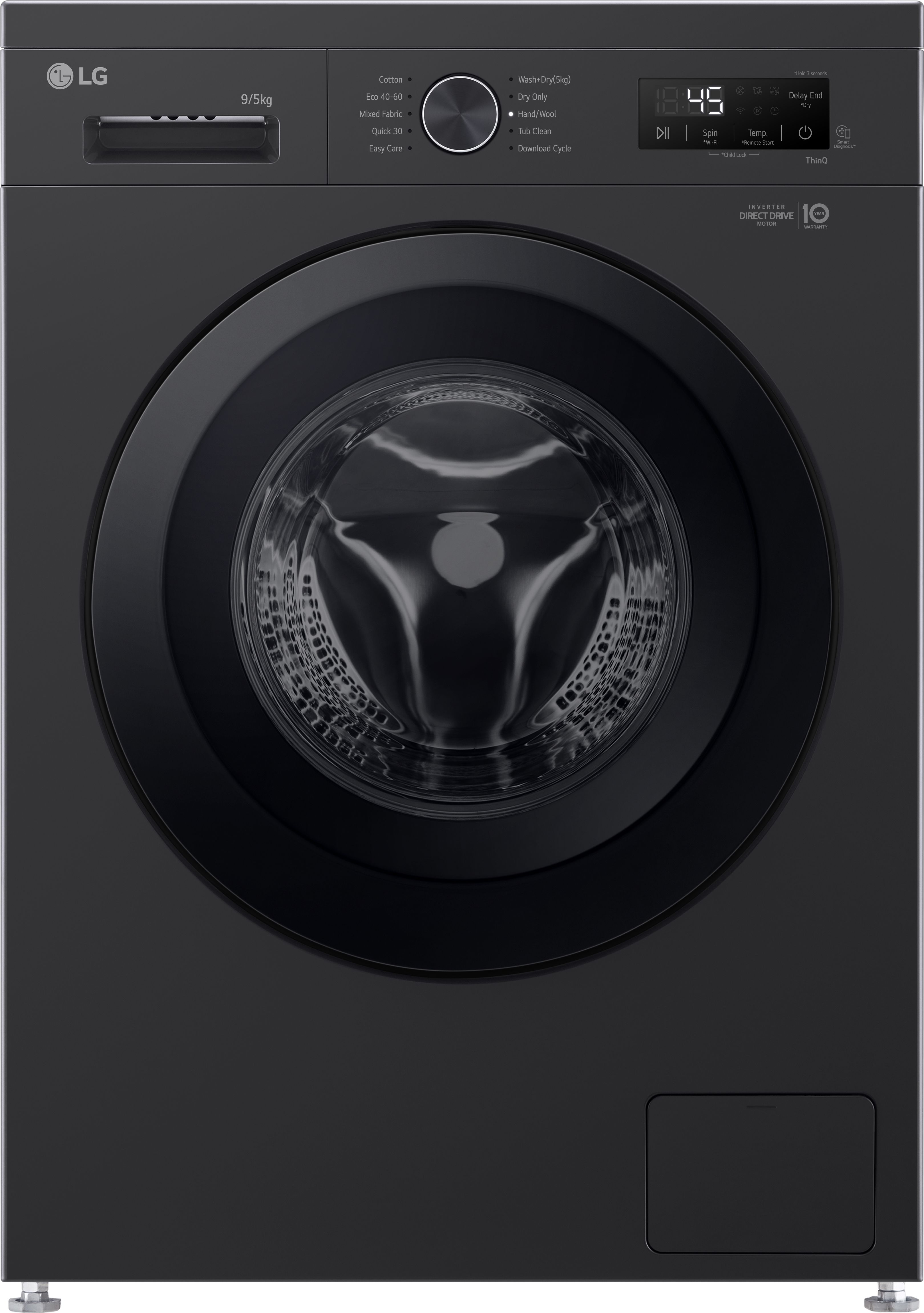 Image of LG X10 Series ThinQ™ W4X1095NNK Wifi Connected 9Kg/5Kg Washer Dryer with 1400 rpm - Black - E Rated [Wash&Dry], A Rated [Wash Only], Black