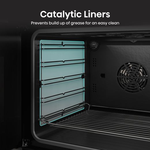 Hisense Hi6 Max HDCEIT6C20B 60cm Wide Double Oven Electric Cooker with Induction Hob - Jet Black - Annotation - Catlytic liners