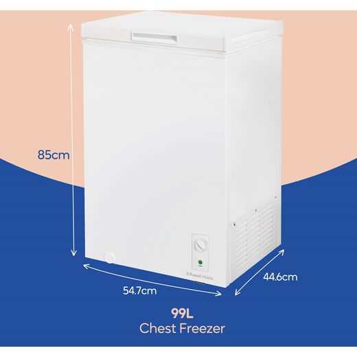 Russell Hobbs Chest Freezer - White - Annotation - Dimensions shot
