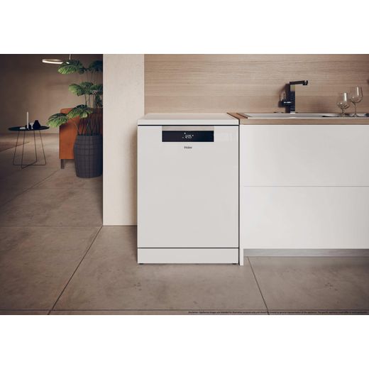 Haier I-Pro Shine Series 7 Standard Dishwasher - White - Dishwasher in kitchen shot