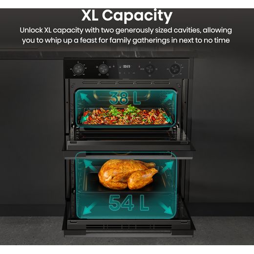 Hisense Hi6 Built In Electric Double Oven - Black - Annotation - XL capacity shot