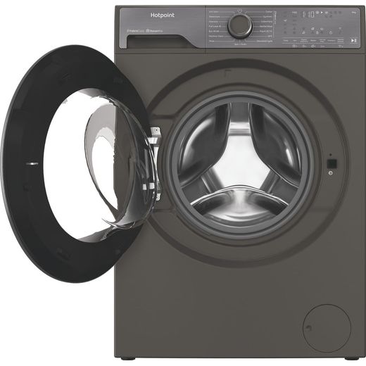 Hotpoint Fabric Care HB93WGCAREUK 9kg WiFi Connected Washing Machine with 1400 rpm - Dark Grey - Door open