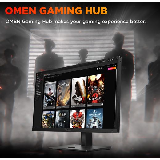 HyperX OMEN 24.5" Full HD 360Hz Gaming Monitor - annotation - OMEN gaming hub
