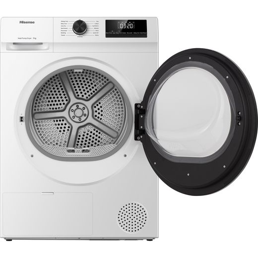 Hisense 1 Series DH1Q902BW2 9Kg Heat Pump Tumble Dryer - White - Doors open
