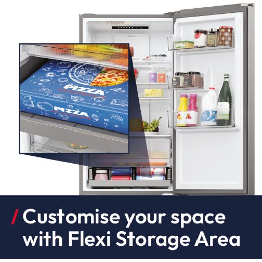 Hoover HONCQ3T518ENXK 185cm 50/50 Frost Free Fridge Freezer - Silver - Annotation - flexi storage shot