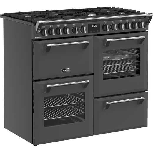 Stoves Richmond 100cm Dual Fuel Range Cooker - Anthracite - Right perspective shot