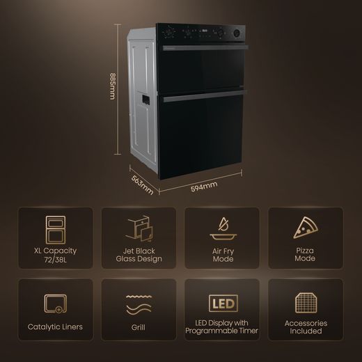Hisense Hi6 Built In Electric Double Oven - Black - Annotation - Features shot