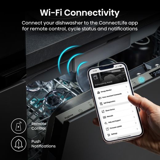 Hisense Integrated Standard Dishwasher - Black - Annotation - Wi-Fi connectivity