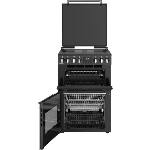 Stoves Richmond Deluxe 60Ei RTY 60cm Electric Cooker with Induction Hob - Black - Front with door open shot 
