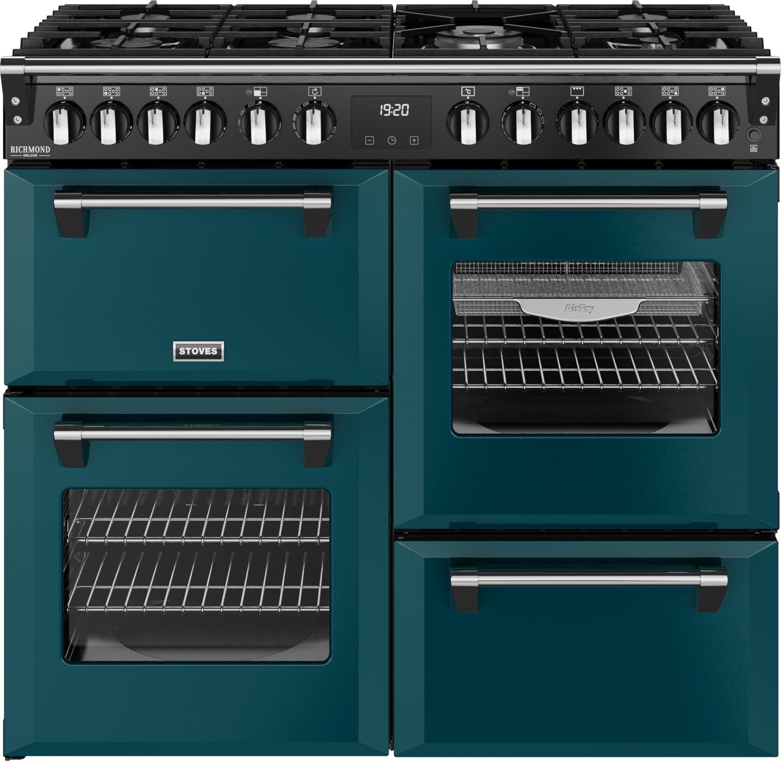 Stoves 100cm Gas Hob 4 Oven Range Cooker - Deep Marine Green - 7 Burner