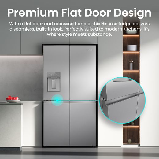 Hisense PureFlex American Fridge Freezer - Stainless Steel - Annotation - flat door design shot