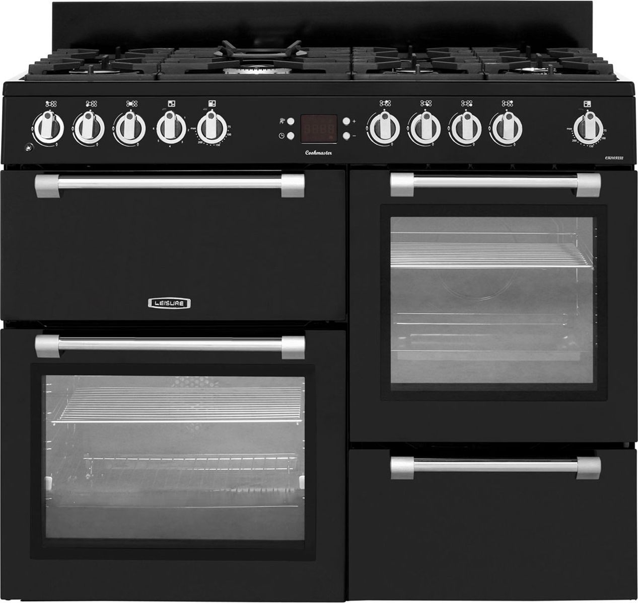Image of Leisure Cookmaster CK110F232K 110cm wide Dual Fuel Range Cooker with Gas Hob - Black - A/A Rated, Black