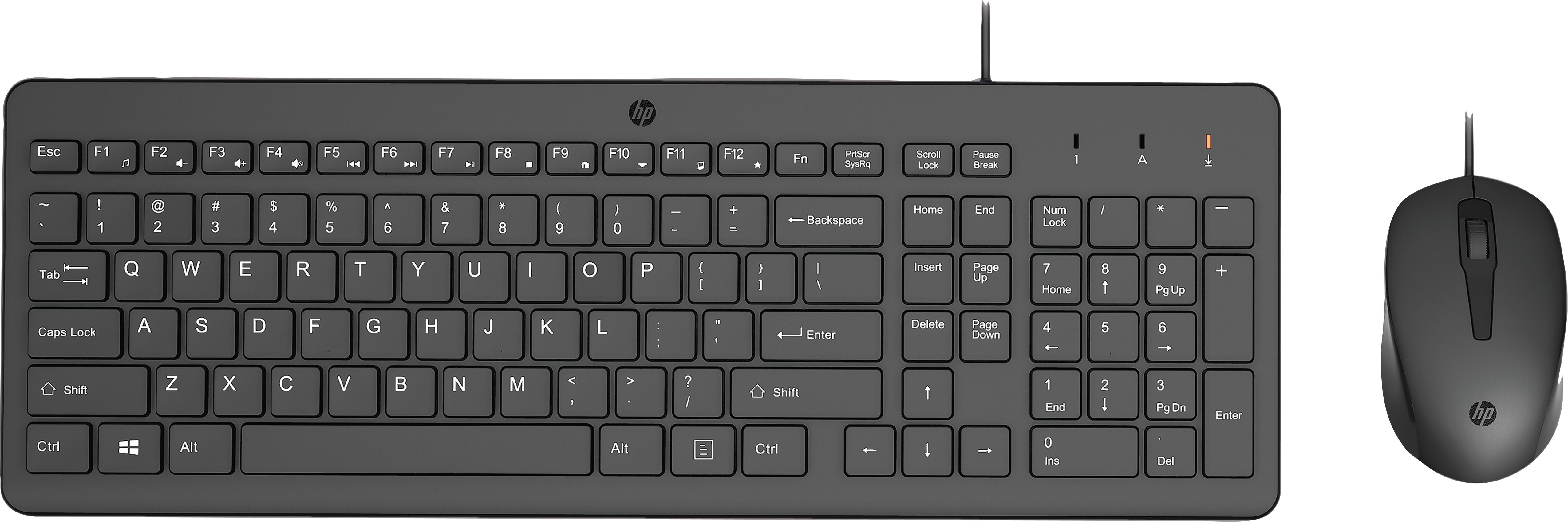 HP 150 Wired Keyboard and Mouse - Black, Black