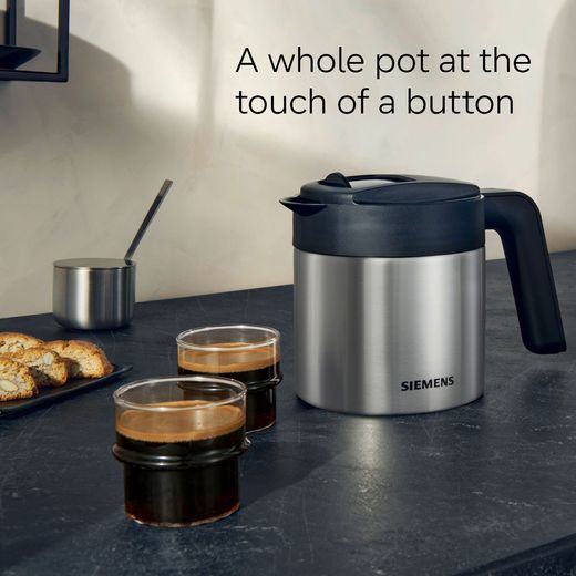 Siemens EQ900 TQ903GB9 Bean to Cup Coffee Machine - Black - Annotation - Whole pot shot
