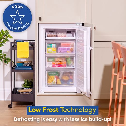 Russell Hobbs RH177BILFFF1E2 177cm 50/50 Integrated Fridge Freezer with Sliding Door Fixing Kit - White - Annotation - Low frost