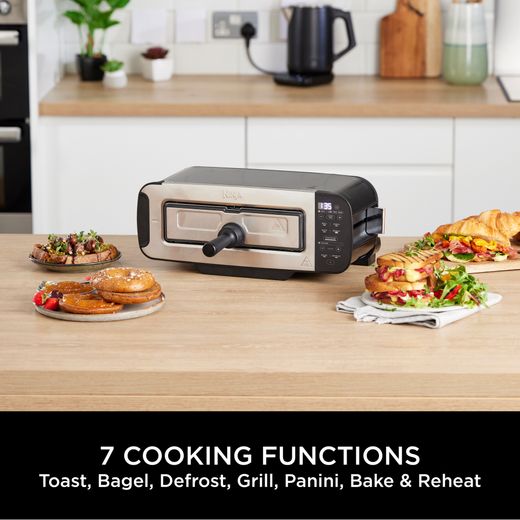 Ninja Foodi 3-in-1 Toaster, Grill & Panini Press 2 Slice Toaster - Black - Annotation - 7 cooking functions