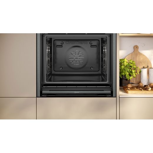 NEFF N90 Slide & Hide® Built In Electric Single Oven - Graphite  - Inside cavity shot