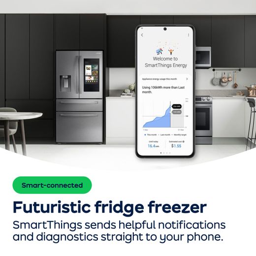 Samsung Series 6 American Fridge Freezer - Gentle Silver Matt - AO Annotation - SmartThings