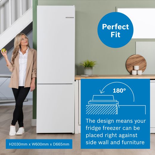 Bosch Series 4 70/30 Frost Free Fridge Freezer - White  - Annotation - Perfect fit shot