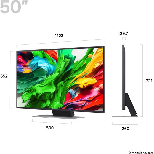 LG QNED87A6 4K Ultra HD MiniLED Smart TV - Annotation - Dimension shot 