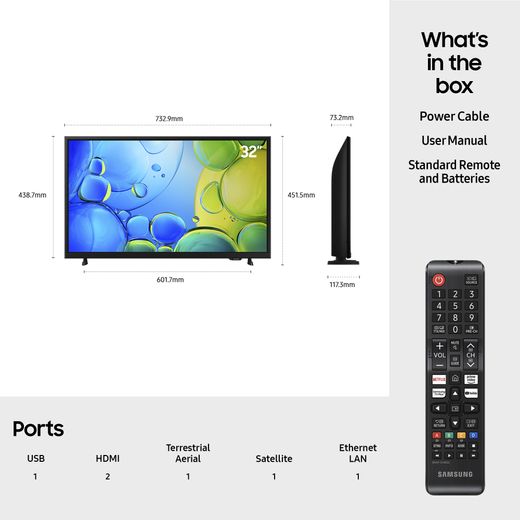 Samsung F6000F 32" Full HD Smart TV [2025] - Dimensions
