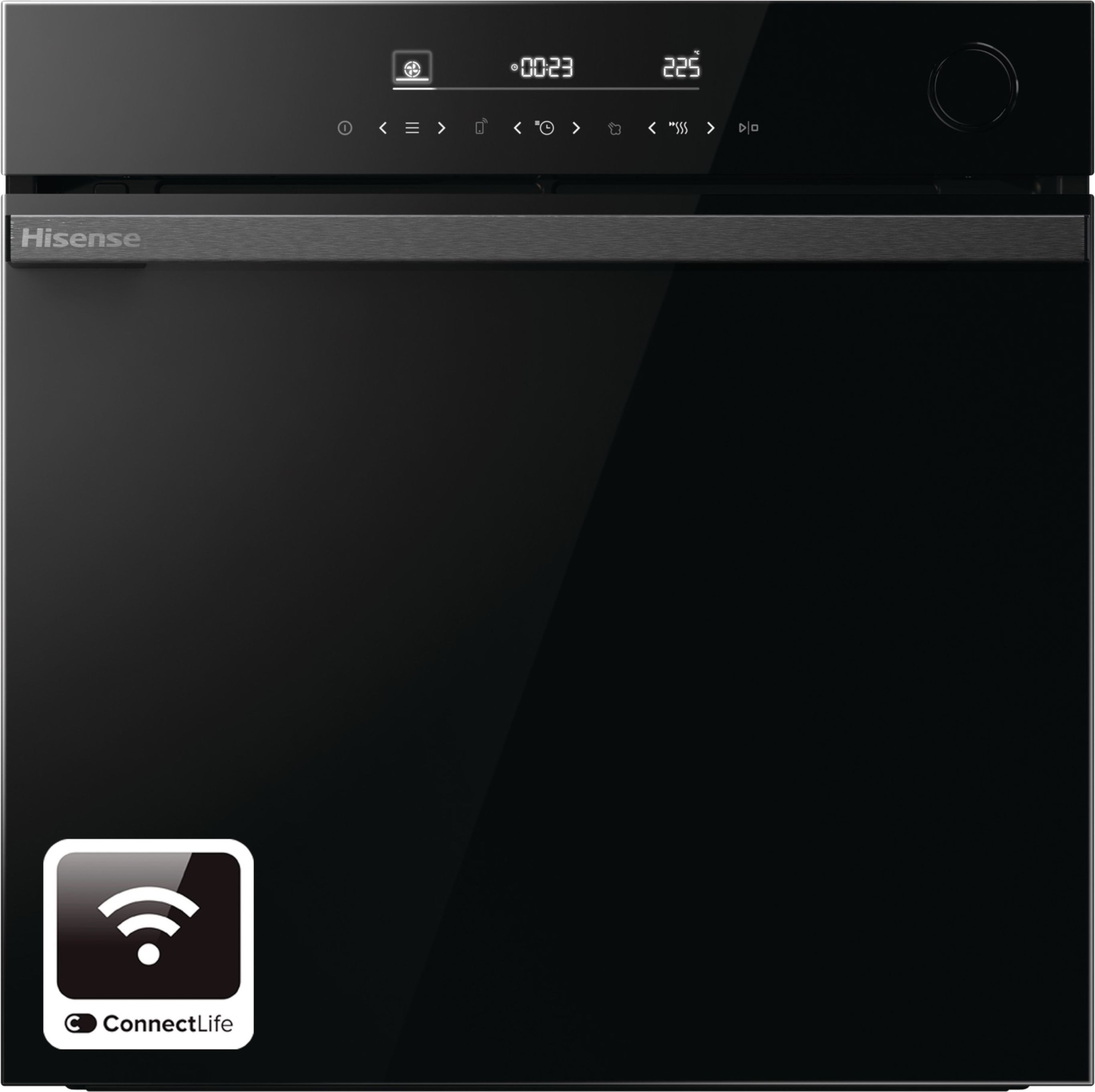 Hisense Hi6 BlackLine BSA66346ADBGUK Wifi Connected Built In Electric Single Oven - Jet Black - A+ Rated, Black