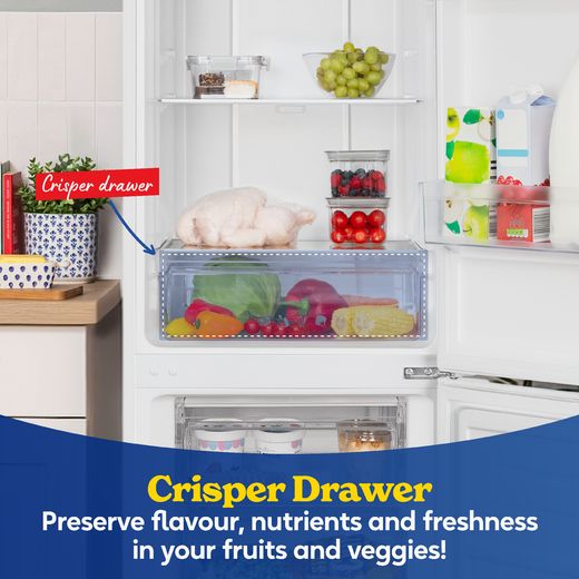 Russell Hobbs RH181TNF552E1W 181cm 60/40 Frost Free Fridge Freezer - White - Annotation - crisper drawer shot