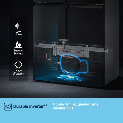 Fridgemaster American Fridge Freezer - Black - Annotation - Durable inverter