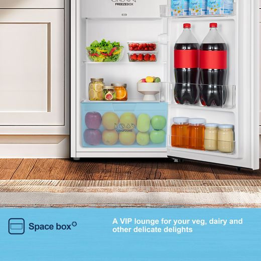 Fridgemaster MUR4894E Compact 84cm Fridge with Ice Box - White - Annotation -  Space box shot