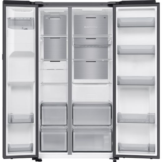 Samsung Series 9 AI Home American Fridge Freezer - Black - Doors open